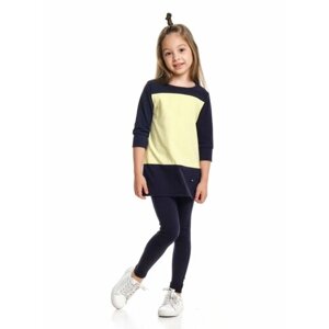 Комплект одежды Mini Maxi для девочек, легинсы и футболка, повседневный стиль, размер 80, синий, желтый