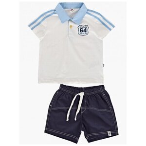 Комплект одежды Mini Maxi для мальчиков, брюки и футболка, повседневный стиль, размер 80, голубой, белый