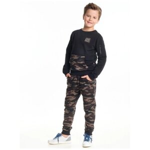 Комплект одежды Mini Maxi для мальчиков, толстовка и брюки, повседневный стиль, размер 92, черный, хаки