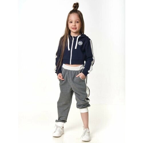 Комплект одежды Mini Maxi, толстовка и брюки, повседневный стиль, размер 98, синий, серый