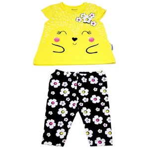 Комплект одежды Miniworld для девочек, брюки и туника, повседневный стиль, размер 74, желтый