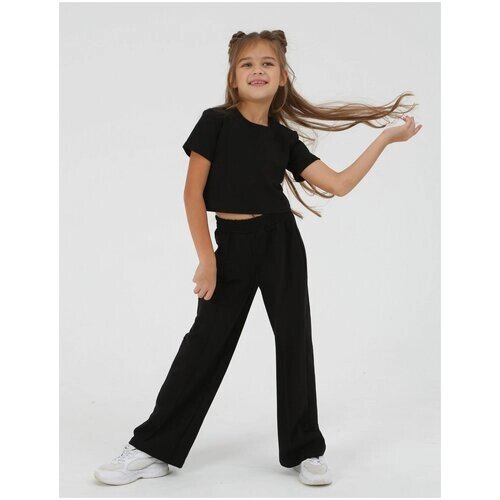 Комплект одежды Mitra, футболка и брюки, спортивный стиль, размер 152, черный