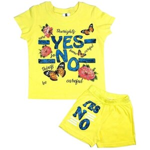 Комплект одежды MUXSI для девочек, шорты и футболка, повседневный стиль, размер 26, желтый
