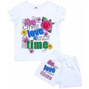 Комплект одежды MUXSI, футболка и шорты, классический стиль, размер 28/30, белый