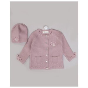 Комплект одежды Наследникъ Выжанова для девочек, кофта и шапка, повседневный стиль, размер 68, розовый