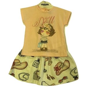 Комплект одежды Nucleo для девочек, легинсы и юбка и шорты и футболка, размер 74, желтый
