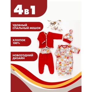 Комплект одежды Снолики, размер 62, красный, серый