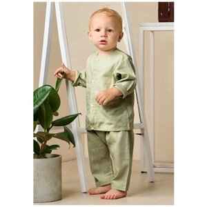 Комплект одежды Сонный Гномик, рубашка и брюки, повседневный стиль, быстросохнущий, размер 74, зеленый
