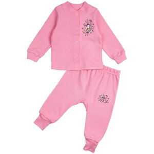 Комплект одежды Совенок Дона для девочек, кофта и ползунки, размер 44-68, розовый