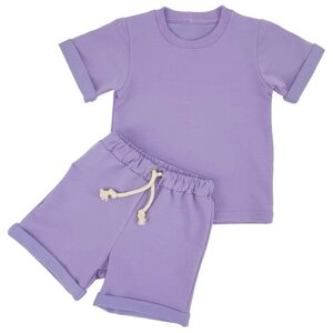 Комплект одежды Стеша, футболка и шорты, повседневный стиль, размер 30 (116-122), фиолетовый