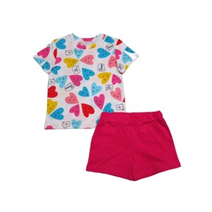 Комплект одежды Светлячок-С для девочек, футболка и шорты, повседневный стиль, размер 80-86, фуксия