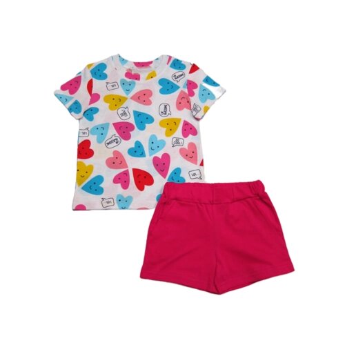 Комплект одежды Светлячок-С, футболка и шорты, повседневный стиль, размер 128-134, фуксия