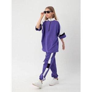 Комплект одежды , толстовка и брюки, повседневный стиль, размер 140, фиолетовый