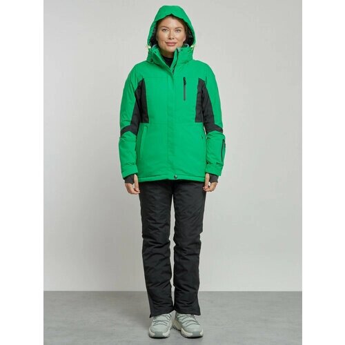 Комплект с полукомбинезоном MTFORCE для сноубординга, зимний, силуэт прямой, карманы, карман для ски-пасса, подкладка, капюшон, мембранный, утепленный, водонепроницаемый, размер S, зеленый