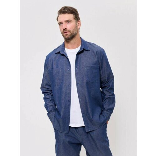 Костюм CLEO, повседневный стиль, прямой силуэт, карманы, размер 58, синий