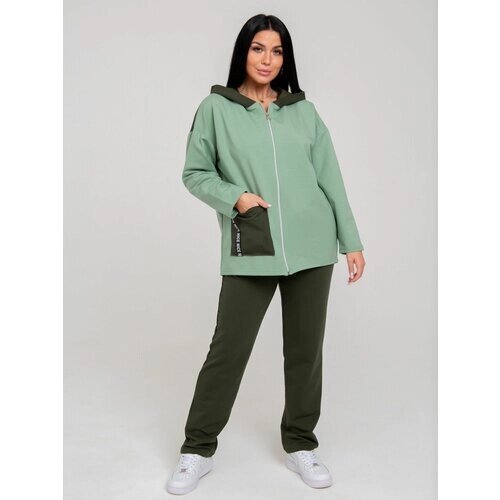 Костюм Dianida, худи и брюки, силуэт свободный, размер 48, зеленый