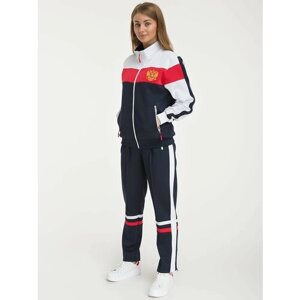 Костюм Фокс Спорт, олимпийка и брюки, силуэт прямой, воздухопроницаемый, карманы, размер L, синий