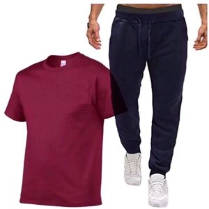 Костюм , футболка и брюки, полуприлегающий силуэт, размер 56, бордовый