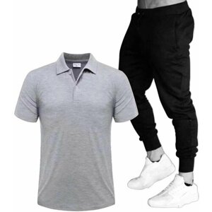 Костюм , футболка и брюки, повседневный стиль, размер 54, серый
