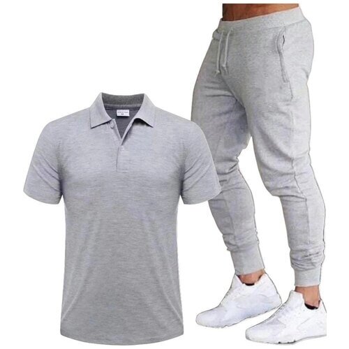 Костюм , футболка и брюки, размер 48, серый