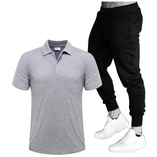 Костюм , футболка и брюки, размер 52, серый
