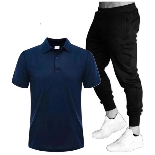 Костюм , футболка и брюки, размер 52, синий