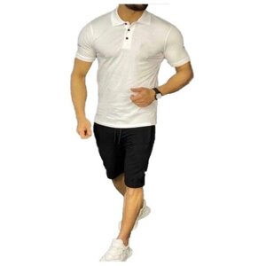 Костюм , футболка и шорты, силуэт полуприлегающий, размер 56, белый