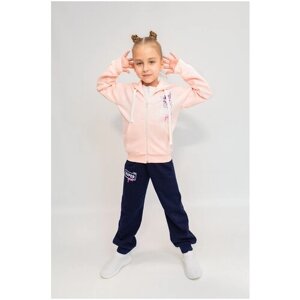 Костюм Lokki для девочек, олимпийка и брюки, размер 122, синий, розовый