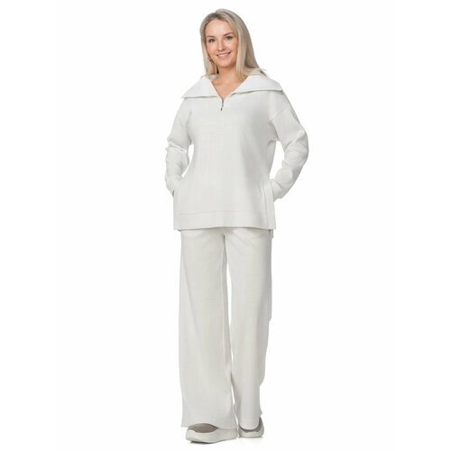 Костюм RUGGI, свитер и брюки, повседневный стиль, свободный силуэт, трикотажный, вязаная, карманы, размер 48-170-176, белый