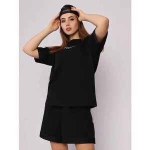 Костюм Style Margo, футболка и шорты, оверсайз, размер 46, черный