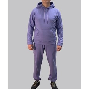 Костюм , толстовка и брюки, оверсайз, капюшон, карманы, размер L (48-50), фиолетовый