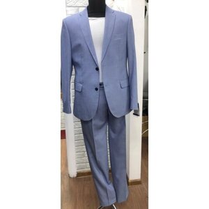 Костюм Truvor, пиджак и брюки, повседневный стиль, прилегающий силуэт, размер 170-100, голубой