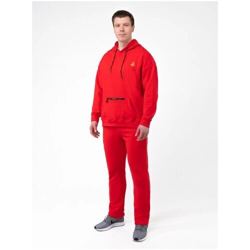 Костюм Великоросс, олимпийка, худи и брюки, силуэт прямой, размер 40, красный