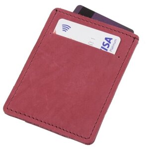 Кредитница КРОКО, натуральная кожа, 2 кармана для карт, для женщин, бордовый