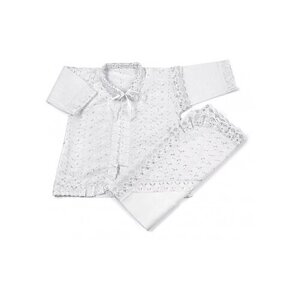 Крестильный комплект Осьминожка для мальчиков, рубашка и крыжма, размер 68-74, белый