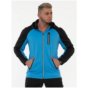 Куртка CroSSSport, средней длины, силуэт свободный, ветрозащитная, ультралегкая, мембранная, карманы, съемный капюшон, светоотражающие элементы, водонепроницаемая, влагоотводящая, размер 46, бирюзовый