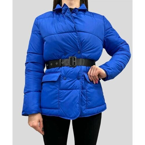 Куртка демисезонная, пояс/ремень, карманы, размер M, синий