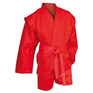 Куртка для самбо с поясом, размер 38, красный
