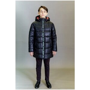 Куртка с капюшоном для мальчика 10-13 лет, MDM MiDiMOD GOLD, размер 140-146, цвет черный