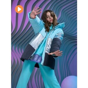 Куртка Шалуны зимняя, средней длины, размер 34, 134, голубой