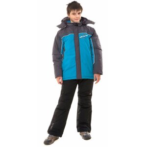 Куртка Velfi зимняя, средней длины, карманы, водонепроницаемость, утепленная, ветрозащита, капюшон, размер 128, бирюзовый