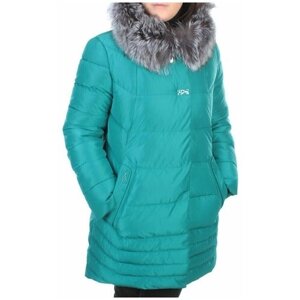 Куртка зимняя, средней длины, силуэт прямой, съемный мех, манжеты, карманы, капюшон, грязеотталкивающая, размер S (на 40), зеленый