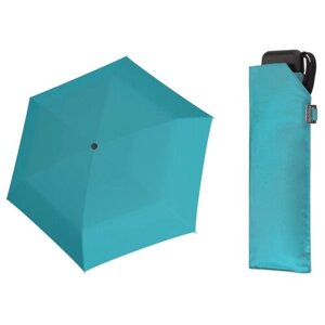 Мини-зонт Doppler, механика, 4 сложения, купол 90 см, 6 спиц, система «антиветер», для женщин, бирюзовый