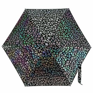 Мини-зонт FULTON, механика, 5 сложений, купол 85 см., 6 спиц, чехол в комплекте, для женщин, черный, серебряный