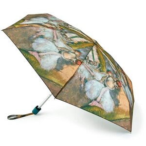Мини-зонт FULTON, механика, 5 сложений, купол 85 см., 6 спиц, чехол в комплекте, для женщин, зеленый, бежевый