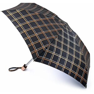 Мини-зонт FULTON, механика, 5 сложений, купол 85 см., 6 спиц, система «антиветер», для женщин, черный