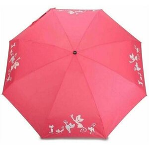 Мини-зонт механика, 4 сложения, проявляющийся рисунок, чехол в комплекте, розовый