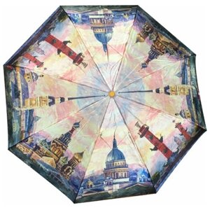 Мини-зонт PLANET, полуавтомат, 3 сложения, купол 102 см., 8 спиц, система «антиветер», мультиколор