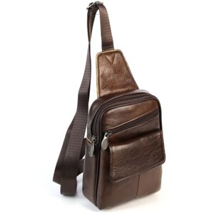 Мужская кожаная сумка слинг 138 Браун (130140)