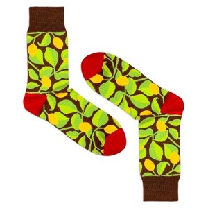 Мужские носки Burning Heels, 1 пара, классические, фантазийные, размер 39-41, коричневый, зеленый